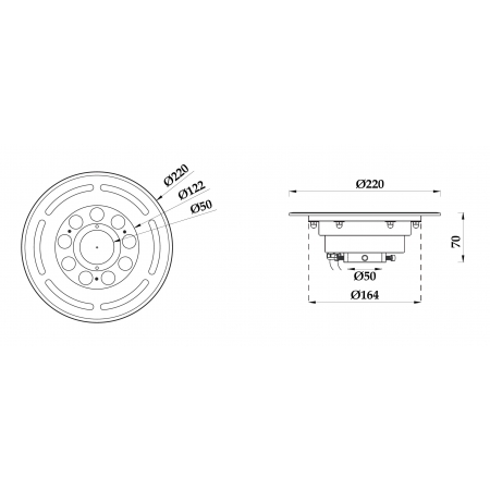 Pierścień ring LED do fontann posadzkowych  PHJ-FL220-2 9 / 12 / 18 Watt dowolny kolor + RGB